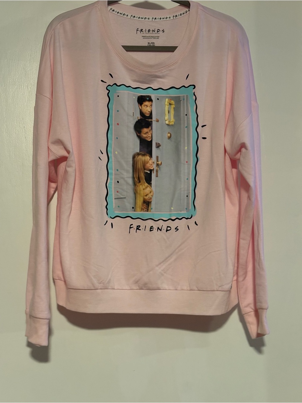 FRIENDS Light Pink Crewneck Sweater with Photo Graphic